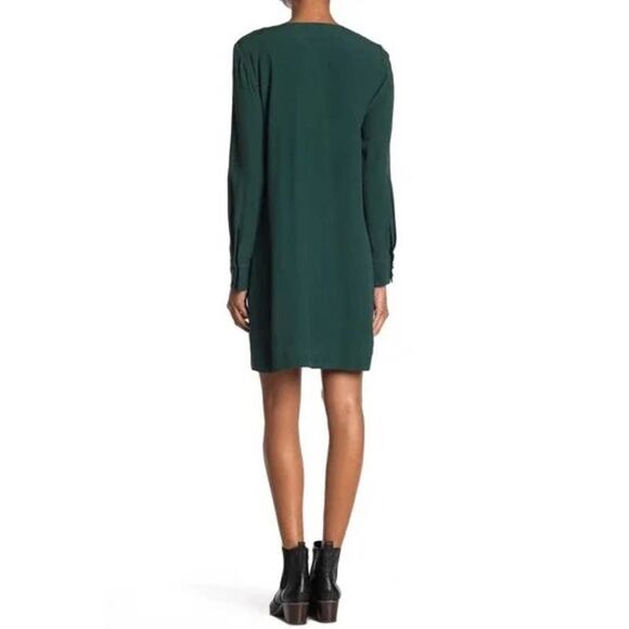 MADEWELL Long Sleeve Button Front Novel Dress‎ Sz L emerald green - Picture 2 of 7